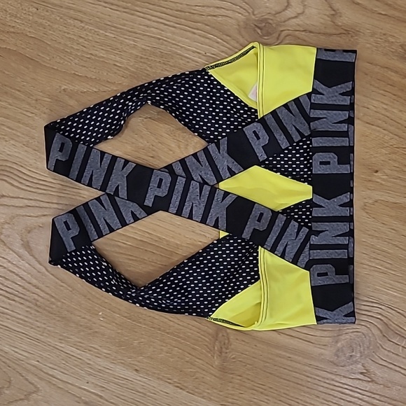 Pink sports bra size xs in yellow and black - Picture 2 of 2